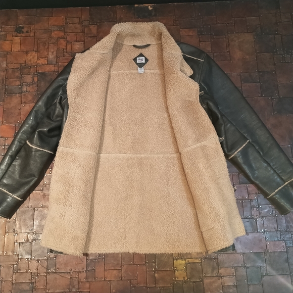 Store Close Mid Of Nov!! Vintage Silver Denim Boa Jacket L For Men - Picture 3 of 4